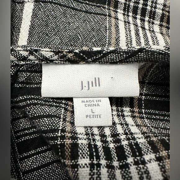 J. Jill Women's Short Sleeve Plaid Shirt Dress with Pockets Size Large Petite - Picture 8 of 10